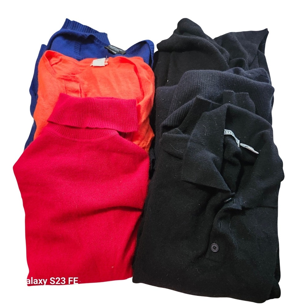 100% Cashmere Sweaters Lot 6pc Adult Multicolor Upcycle ProjectCraft Fabric